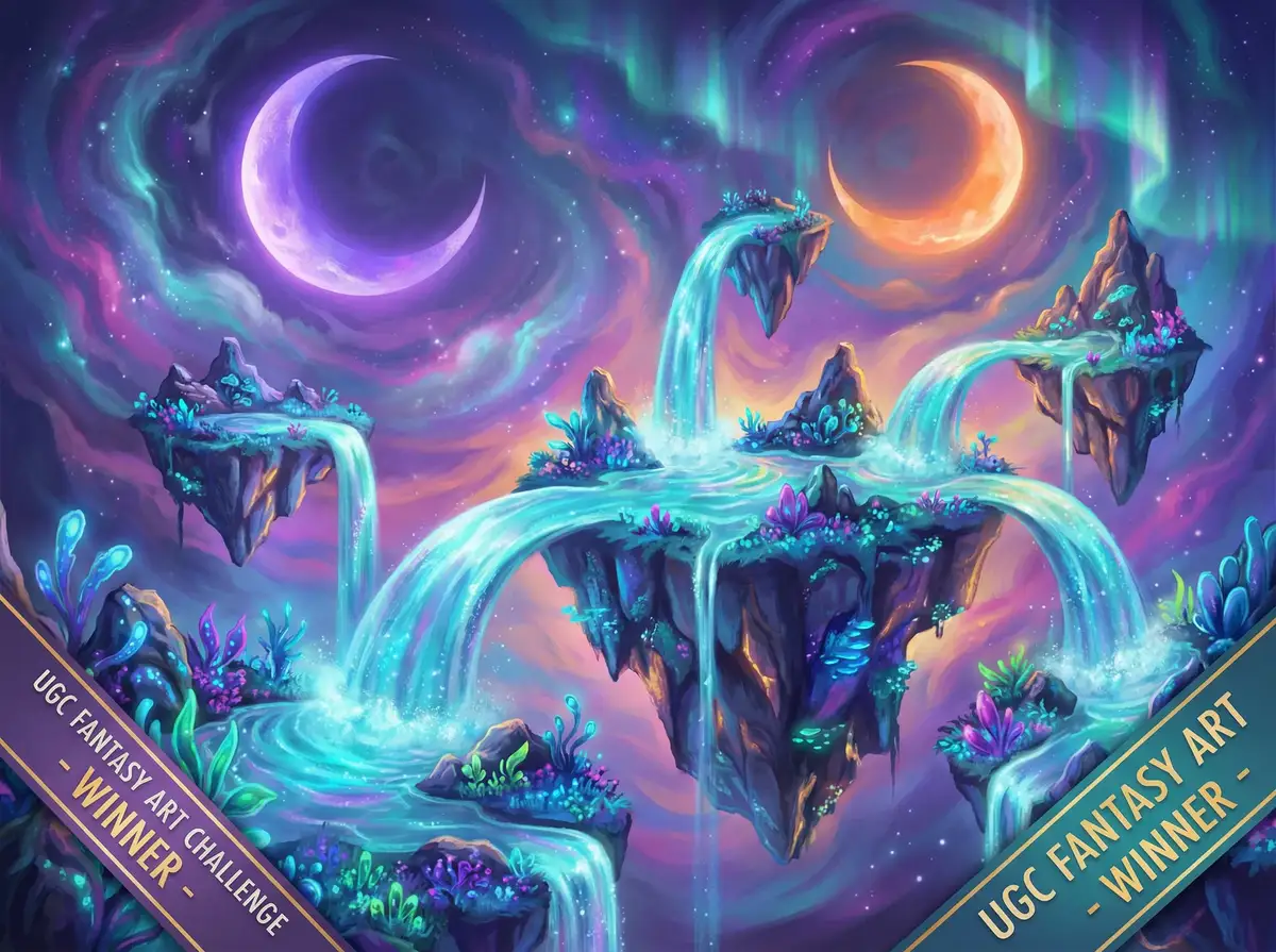 今日大赛 参赛作品 - 浮岛幻境奇幻数字绘画